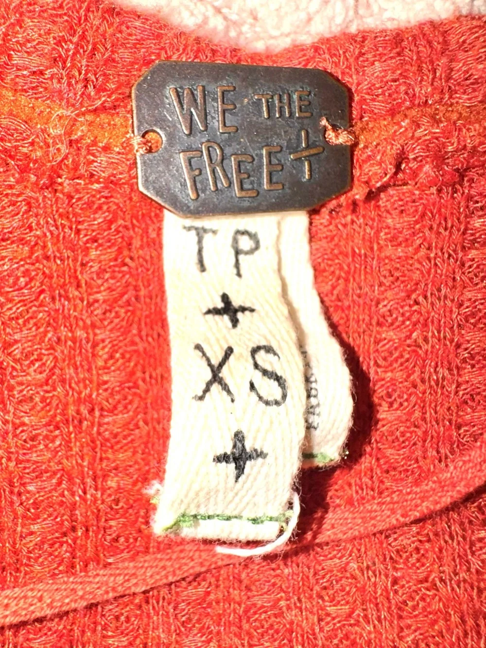 Free People We The Free Laguna Thermal Top Rust Orange oversized XS